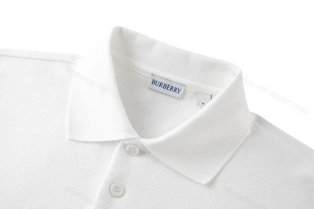 View 4 of White Mesh Polo Shirt, Lightweight, Burberry Horse Crest Polo