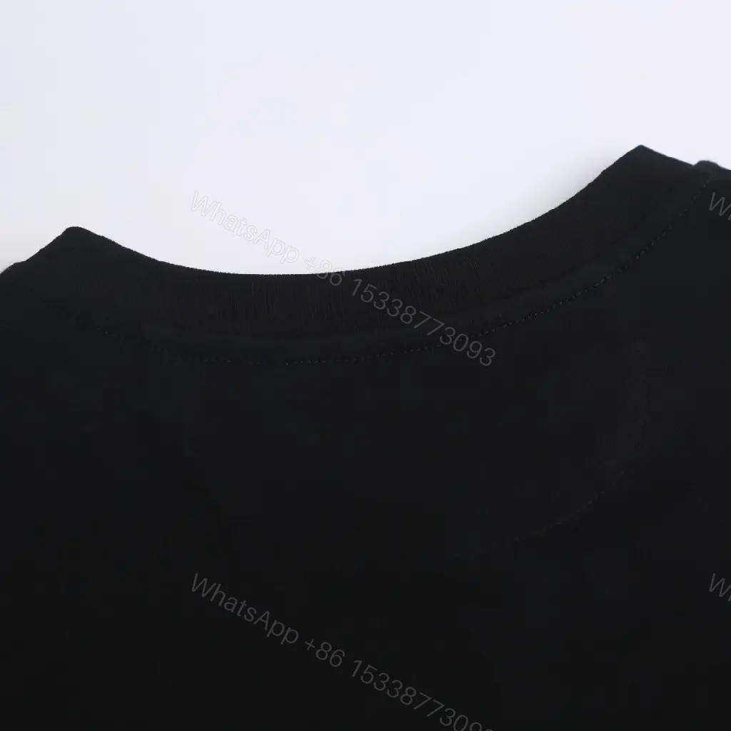View 6 of Black Cotton T-shirt with Embroidered Logo - Relaxed Fit, Luxury Style
