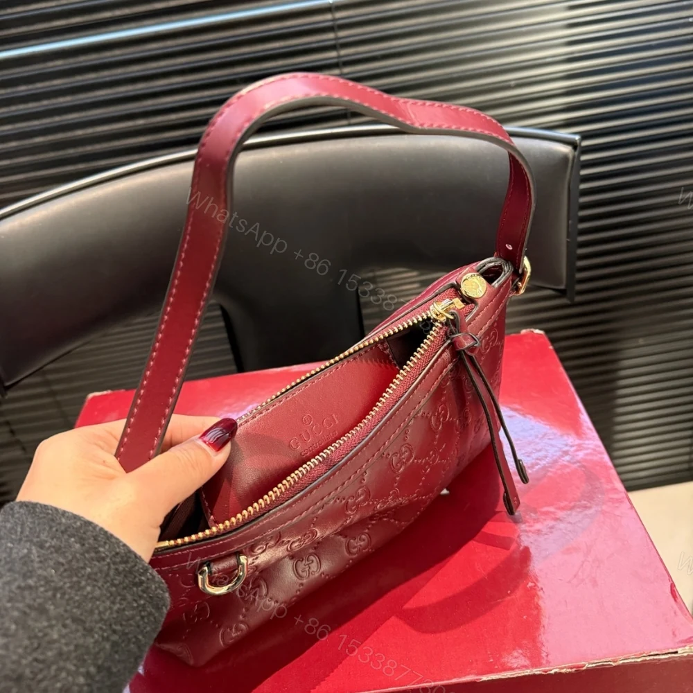 View 4 of Gucci GG Emblem Medium Shoulder Bag Red 29Cm