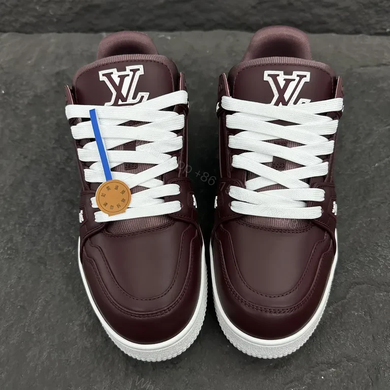 View 6 of Louis Vuitton-Inspired Burgundy Leather High-Tops â€“ Comfort-Driven Style