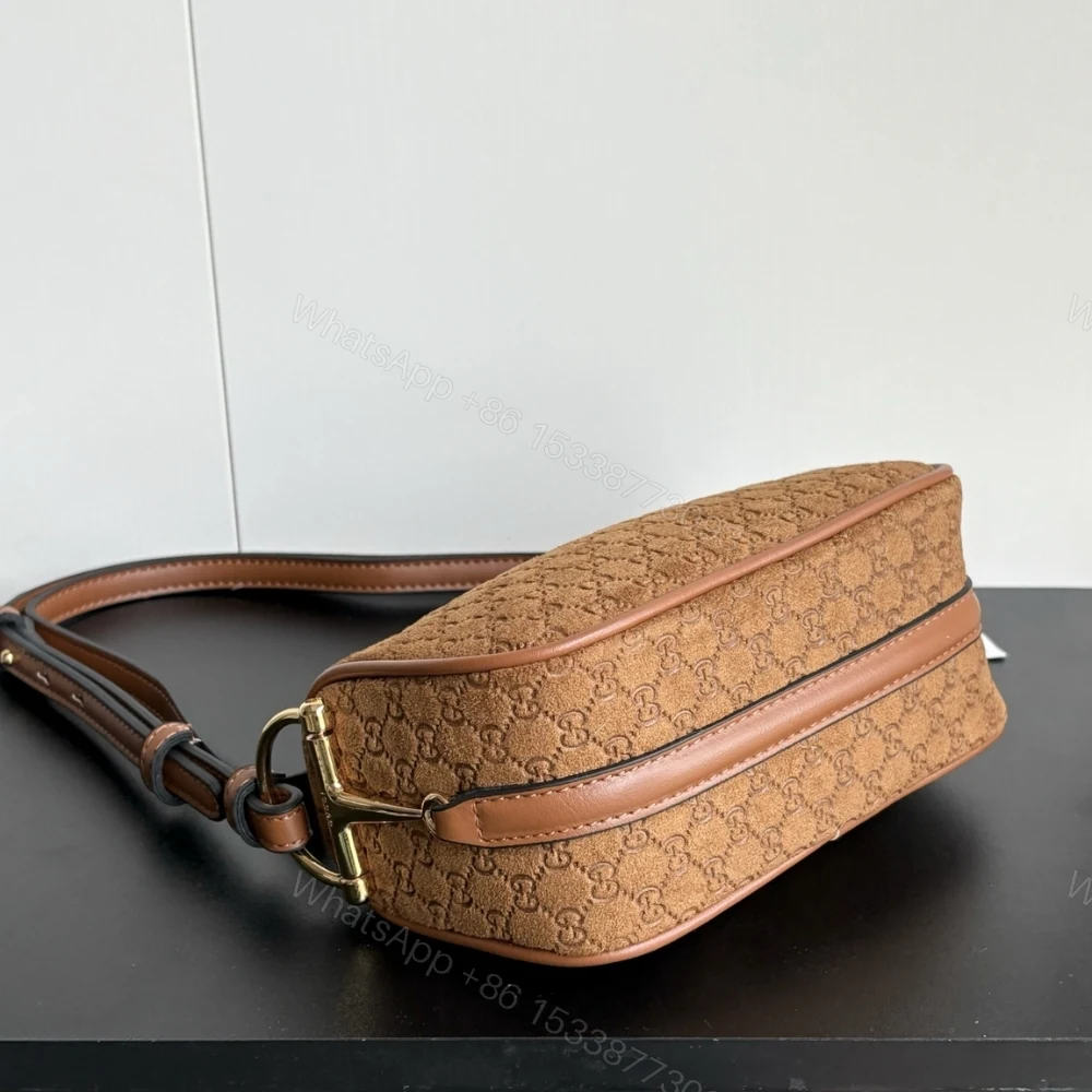 View 6 of Gucci Half Horsebit Mini Bag Brown GG Suede 19Cm