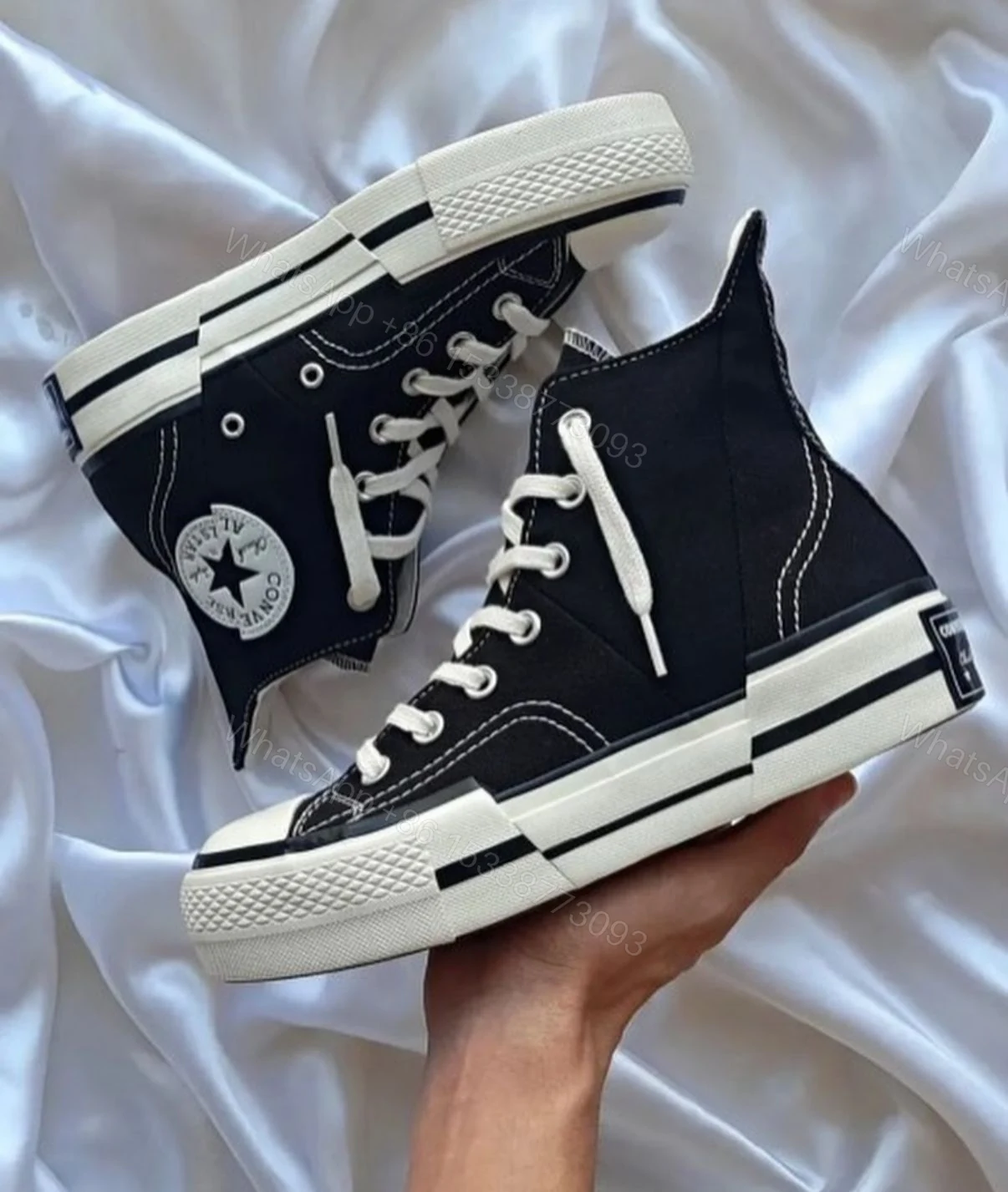 View 4 of FIRST COPY CONVERSE CHUCK MID PLUS BLACK WHITE FOR MEN