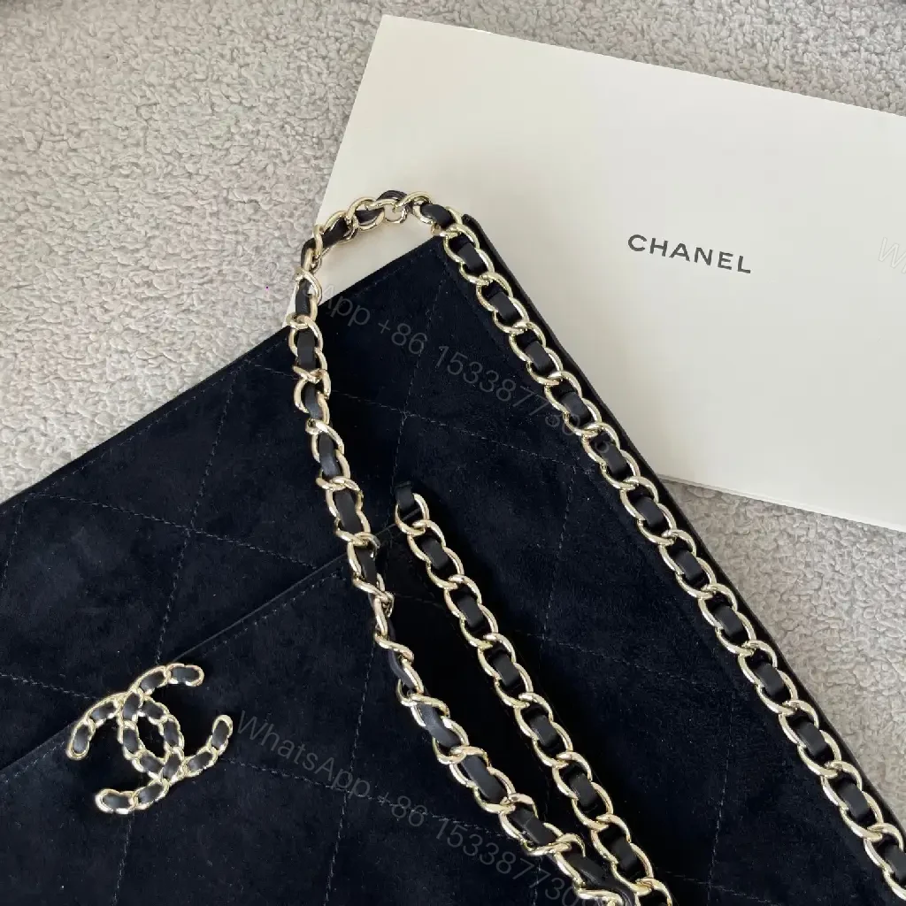 View 3 of Quilted Suede Fringe Tote: Luxe Chanel-Inspired