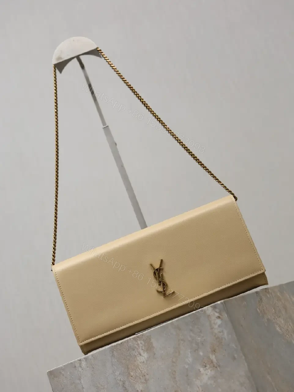 View 8 of Minimalist Saddlebag with Signature Chain, Leather, Compact Crossbody