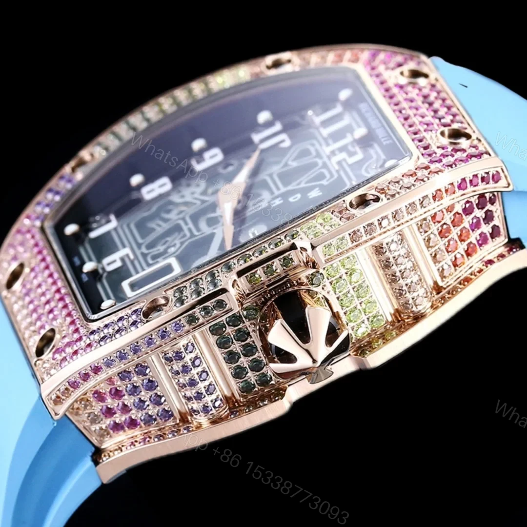 View 5 of Richard Mille RM67-01 Automatic Ultra Thin Skeleton Watch 38/48MM Barrel Case Blue Strap Digital Hour Markers Premium Edition RM67-01-AU-BLU-SK48