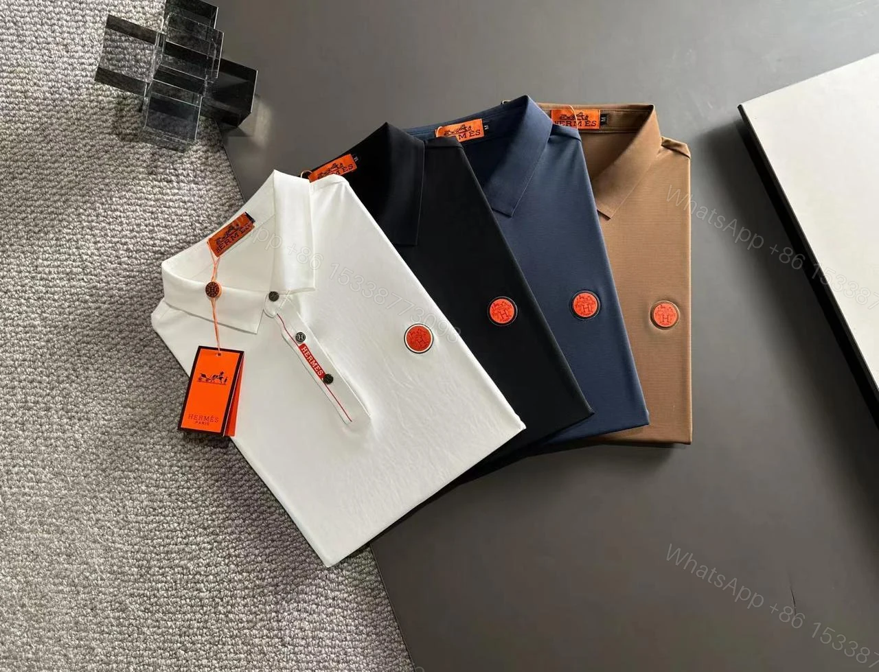 FIRST COPY HERMES IMPORTED LYCRA POLOS T-SHIRT — view 1