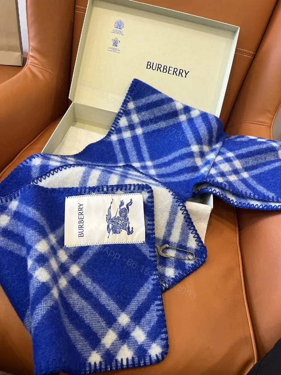 View 9 of Cozy Blue Plaid Wrap: Luxe Fleece, Multi-Season Warmth
