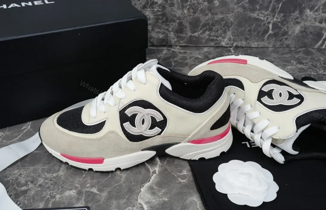 View 8 of Chanel-Inspired Trail Runner: Neutrals, Pink Accents, Luxe Comfort