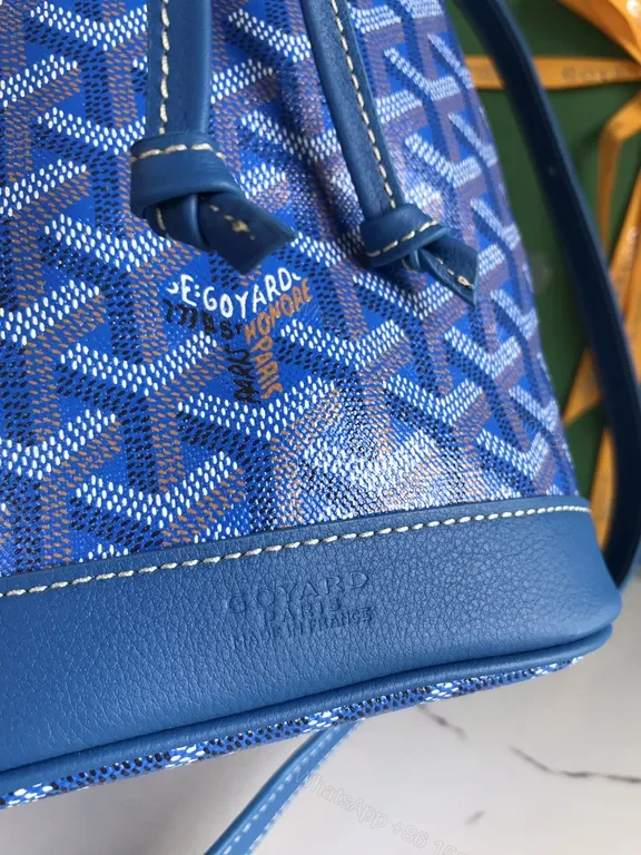 View 5 of Blue + Goyardine-Pattern + Bucket Bag + Everyday Versatility + Handbag