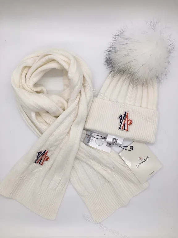View 4 of Urban Gray Moncler Knit Scarf & Beanie Setâ€”All-Season Luxury