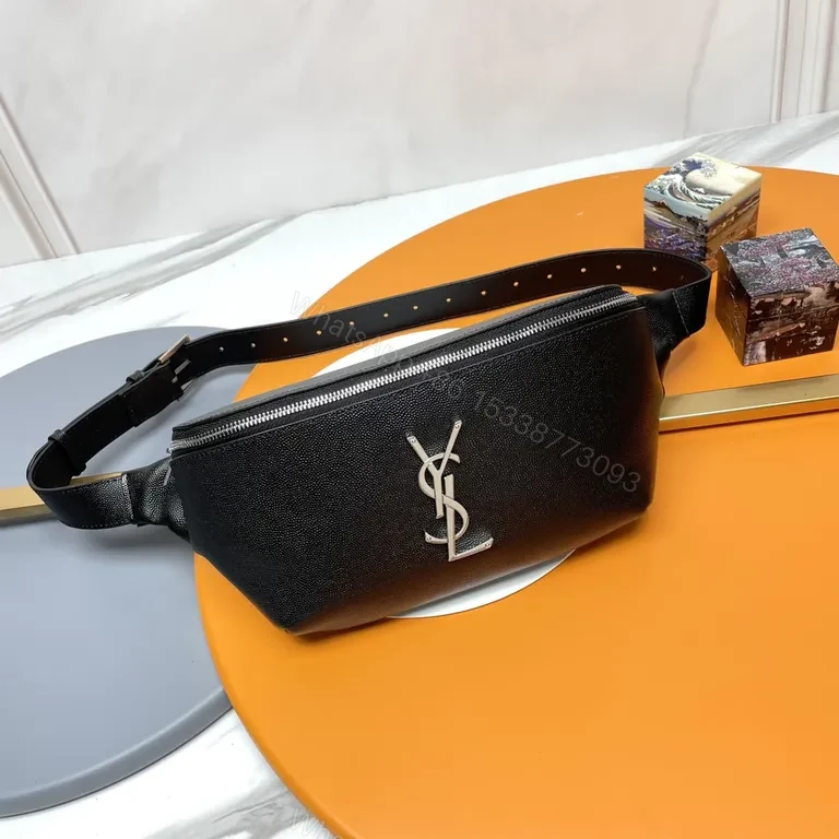 Compact Leather Belt Bag with YSL Hardware - Noir Style — view 1
