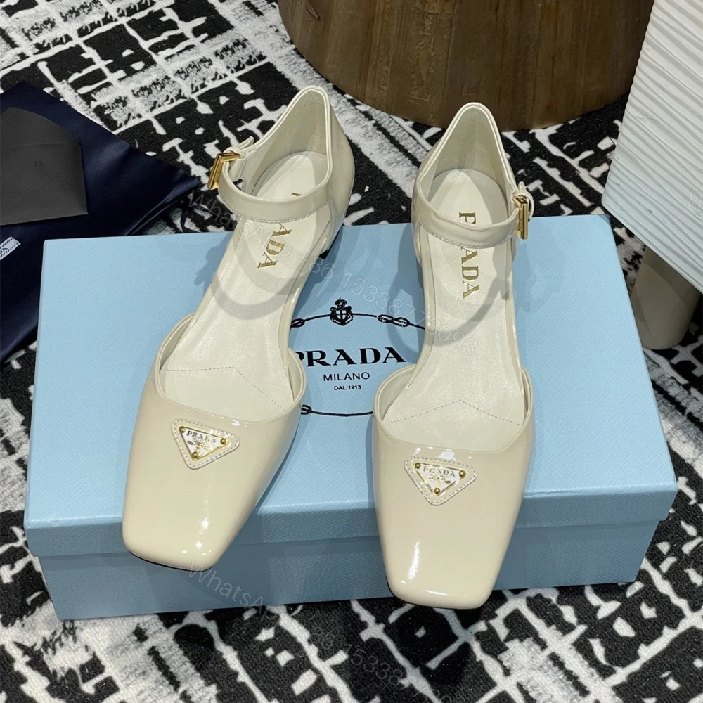 View 3 of 高仿Prada*1l325M方頭粗跟涼鞋3.5CM白色免檢版