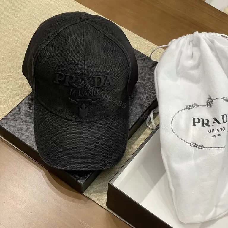 View 3 of Prada Black Cap â€” Subtle Logo, Structured Luxury Cap