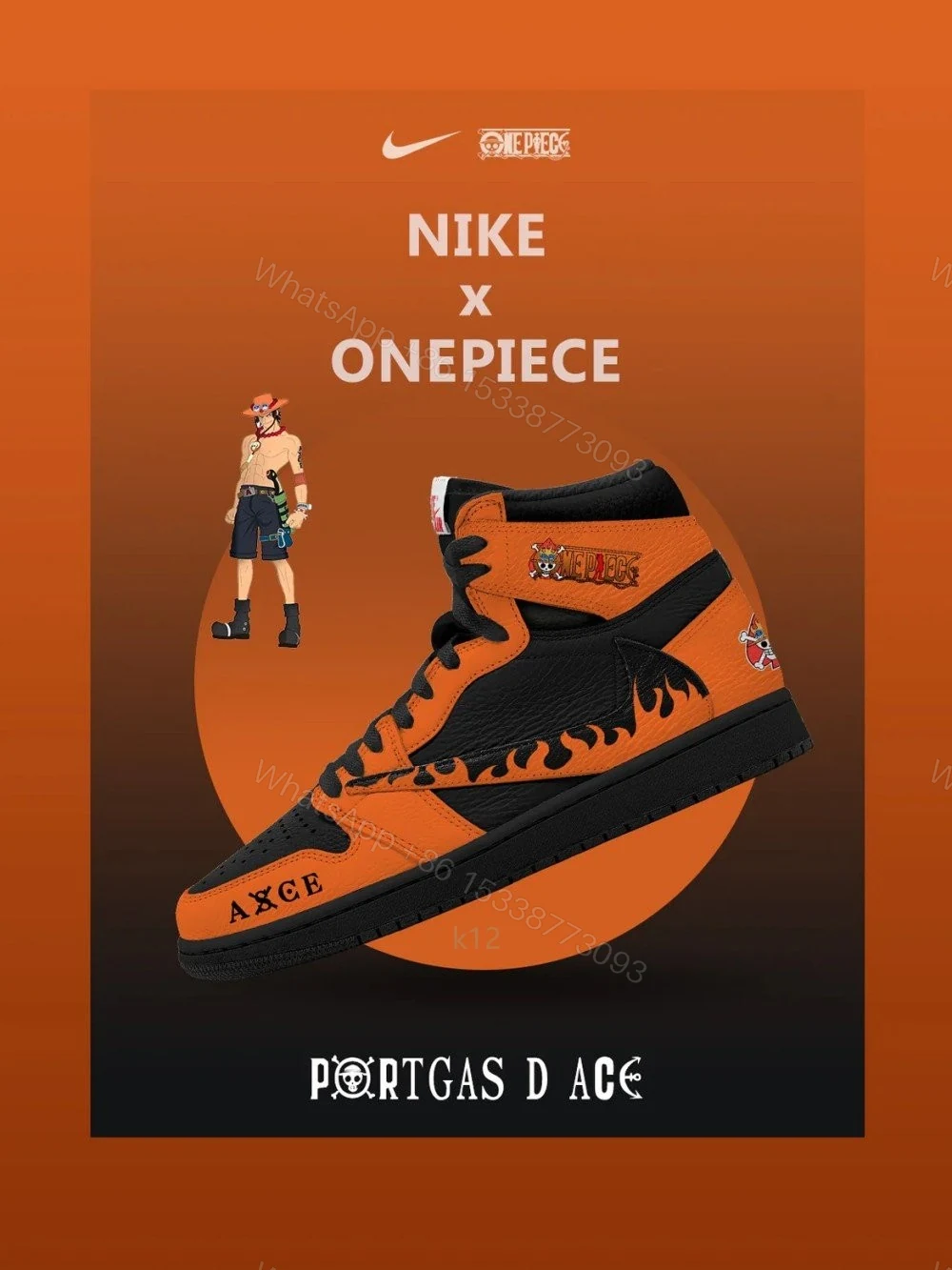 Portgas D Ace V.2 Custom TS High Jordan 1 — view 1