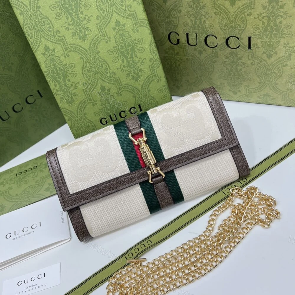View 3 of Gucci Jackie 1961 Chain Wallet Beige and Brown 19Cm 652681 HUHHG 8565