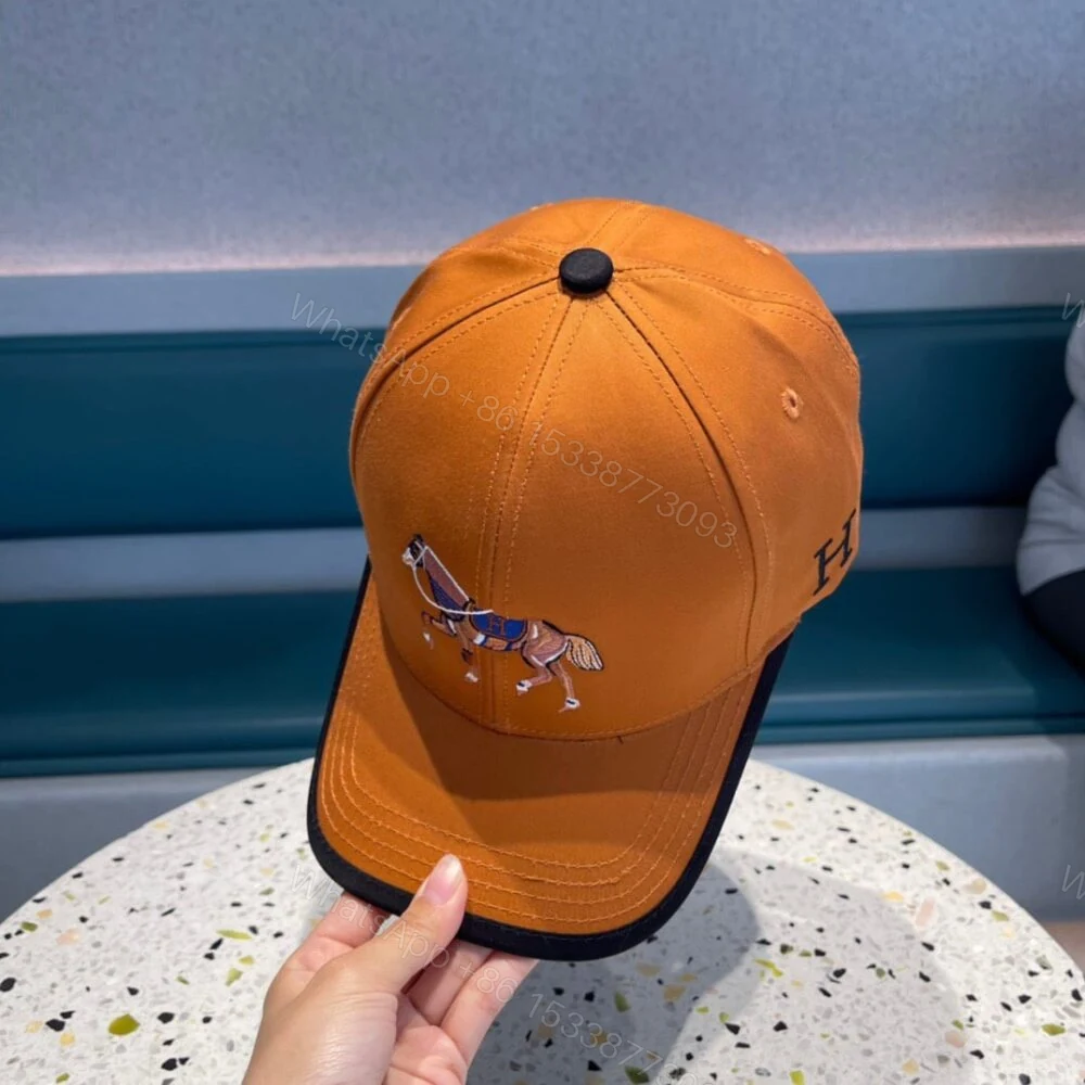 View 4 of Hermes Canvas Baseball Cap Horse Hat Orange
