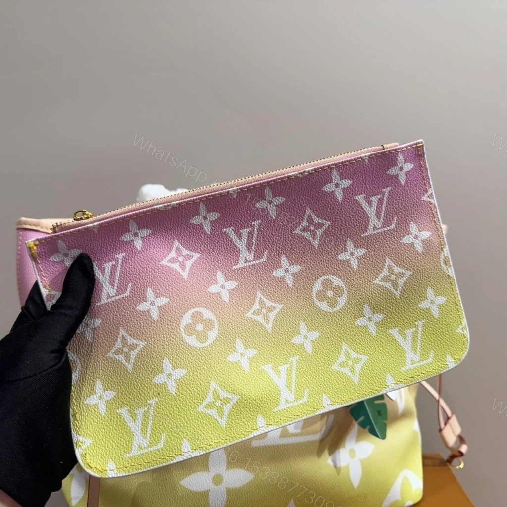 View 7 of Louis Vuitton Neverfull MM By The Pool Monogram Giant Yellow Pink 31Cm M45680