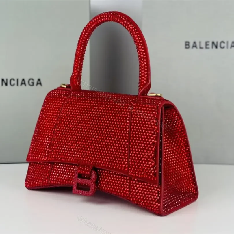 View 8 of 高仿Balenciaga*Hourglass系列沙漏包滿鑽紅色S