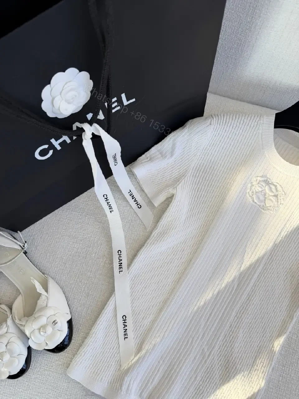 View 8 of Knit T-Shirt Dress: Subtle Emblem, Elevated Texture, All-Day Sophistication