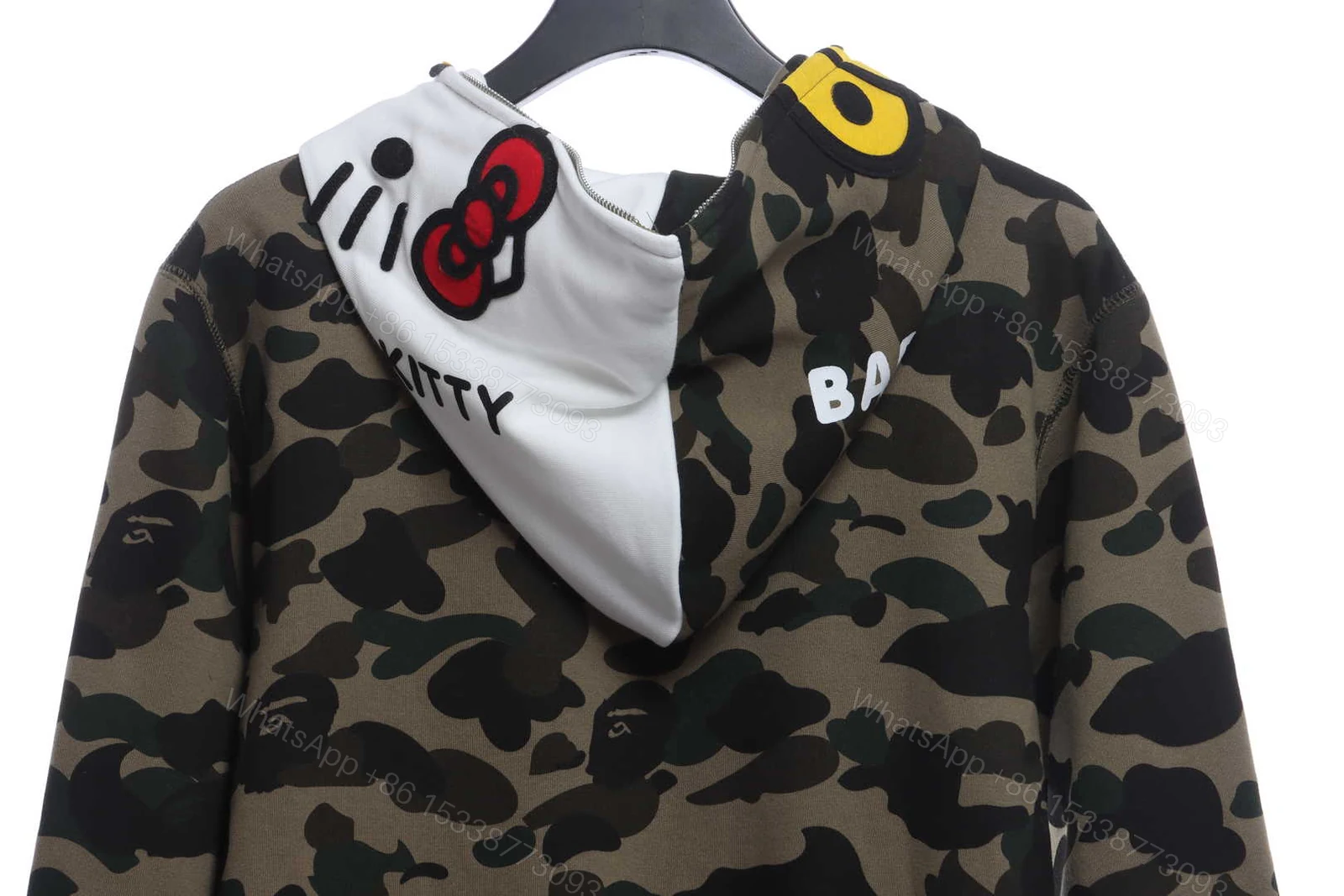View 4 of BAPE co-branded hell kitty camouflage zipper hoodie Green