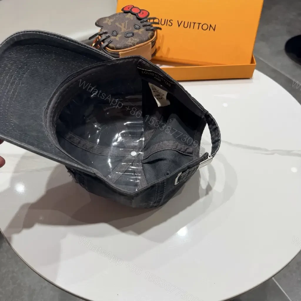 View 10 of Dark Essentials Black Cap with Subtle LV Accent