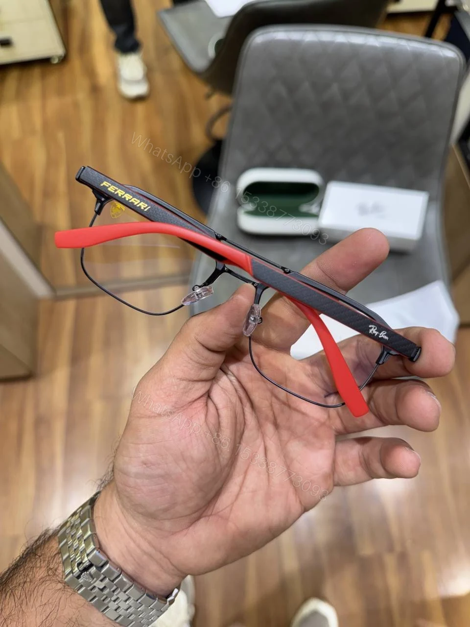 View 4 of First Copy RayBan 04 Ferrari Black Plano Sunglasses