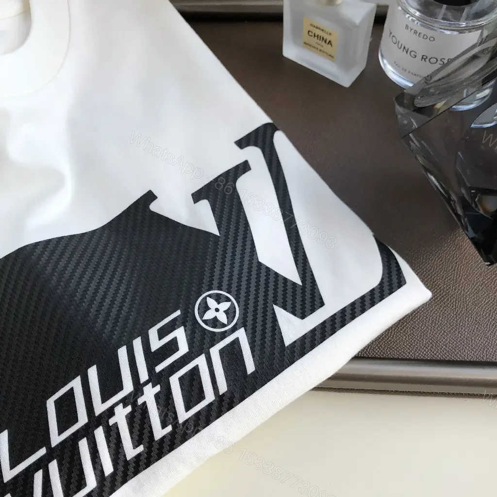 View 2 of White Cotton Tee, LV-Inspired Graphic, Premium Streetwear Essential