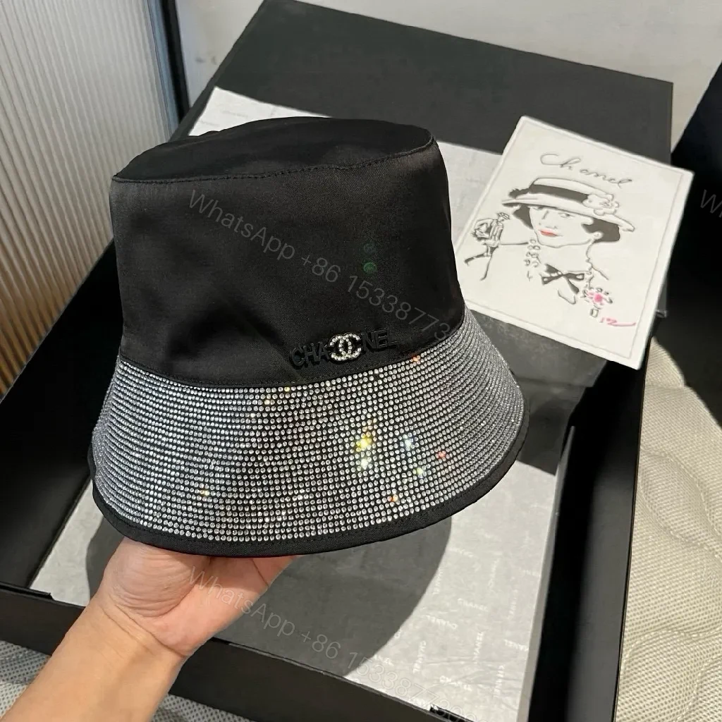 View 2 of Black Satin Bucket Hat with Rhinestone Band - Luxe Statement Hat