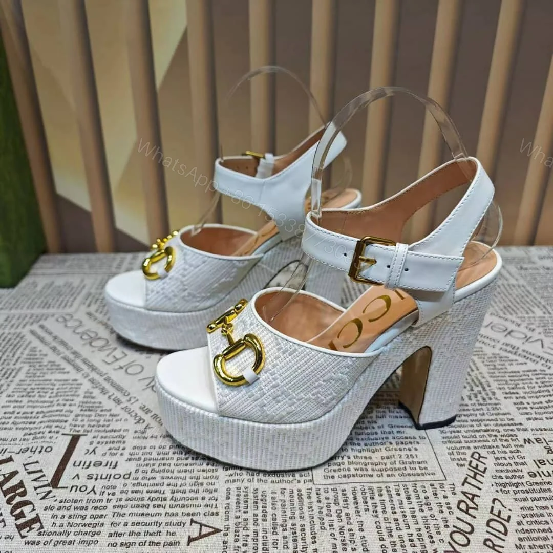 View 9 of GUCCI HORSEBIT PLATFORM SANDAL GG EMBELLISHED ‎WHITE