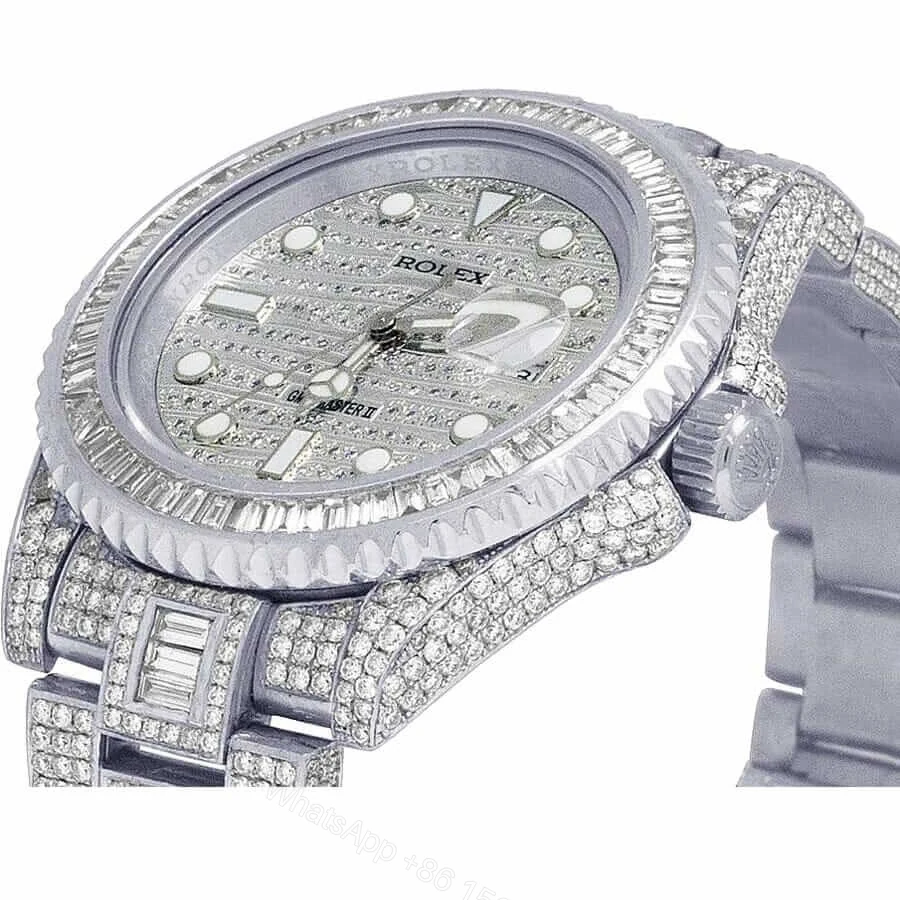 View 3 of Rolex GMT-Master II 116769TBR Super Clone: White Gold Full Diamond 40mm Pavé Dial