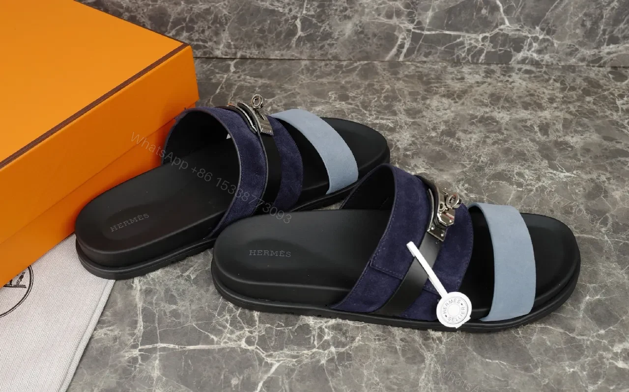 View 5 of Structured Slip-Ons: Navy Suede, Metallic Accents, Luxe Comfort Slide