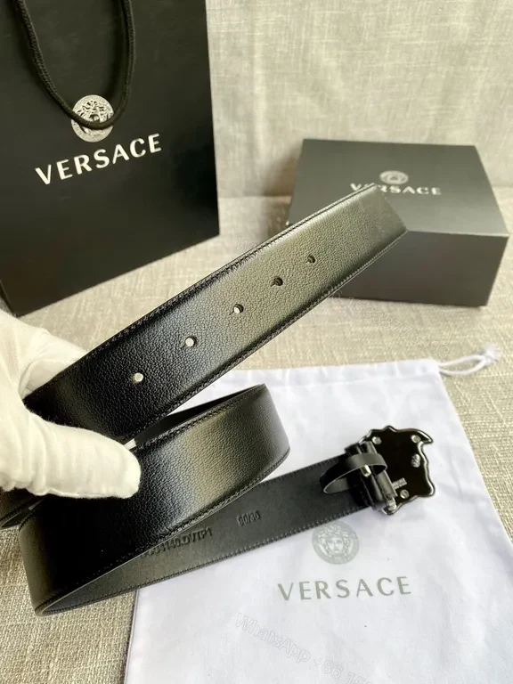 View 6 of Statement Medusa Belt: Premium Italian Leather, Gold Buckle, Versace Style Belt