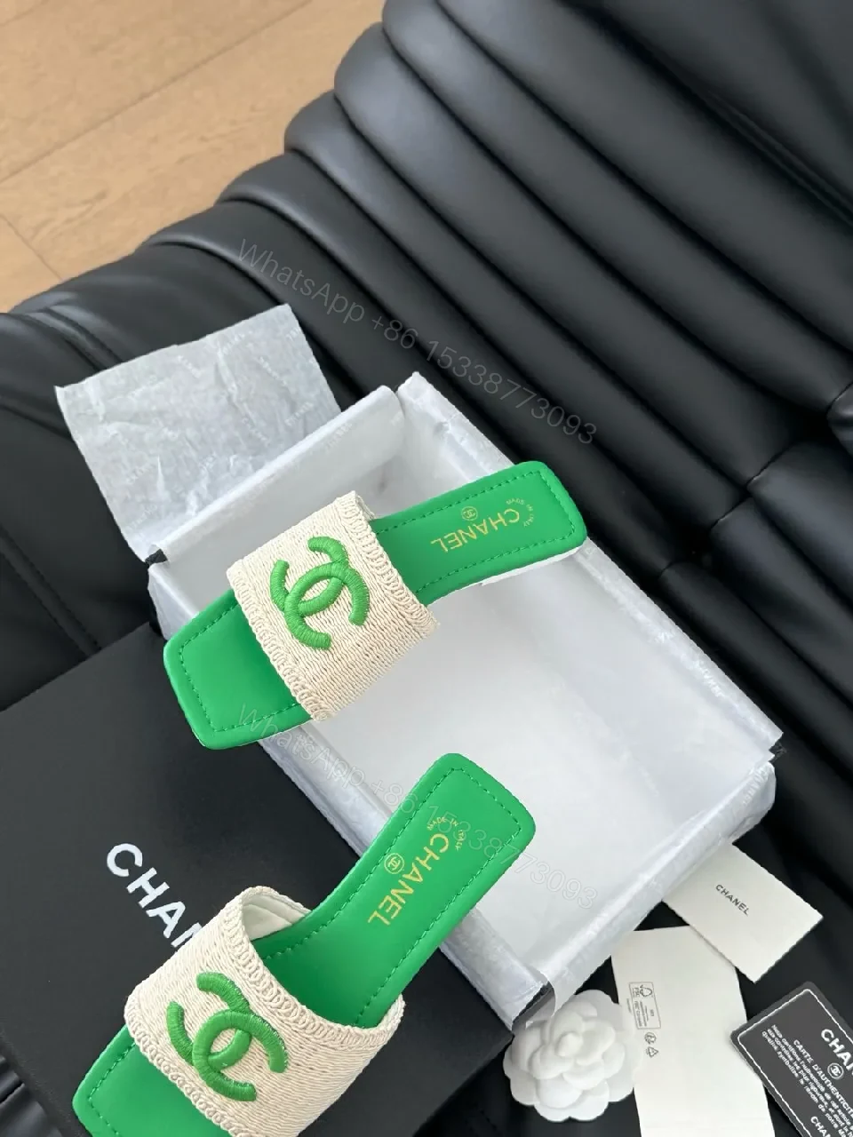 View 9 of Neon Green Woven Sandals – Statement Comfort Slide
