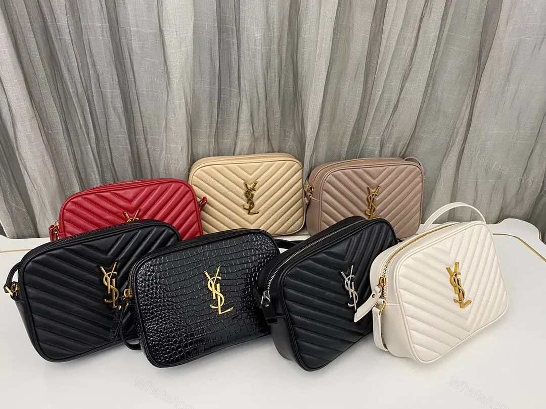 View 2 of Saint Laurent Lou Medium YSL Camera Bag with Pocket and Tassel in Quilted Leather