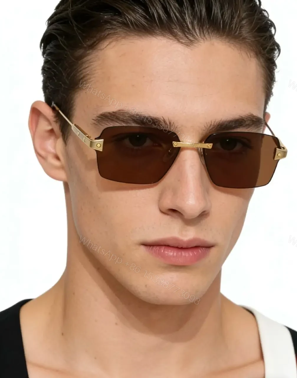 View 8 of Chic Rectangular Sunglasses: Luxe Hardware, Gold-Tone Edge