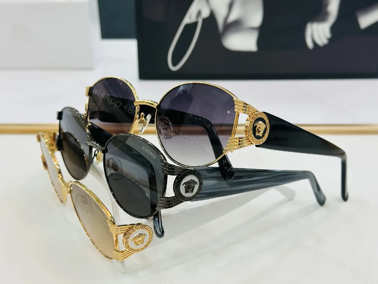 View 4 of Round Shield Sunglasses: Black Metal, Luxe Vintage, UV Protection