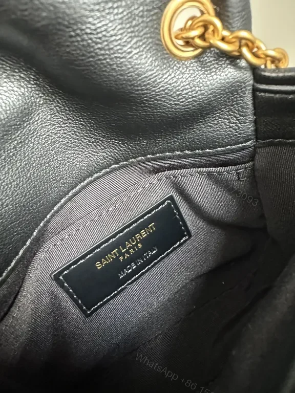 View 6 of Black Leather Mini Saint Laurent Bag with Gold Hardware, Compact Luxury, Crossbody/Top Handle