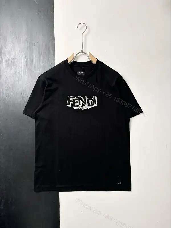 Black Knit Tee with Bold Contrast Logo, Minimalist, Everyday Comfort — view 1