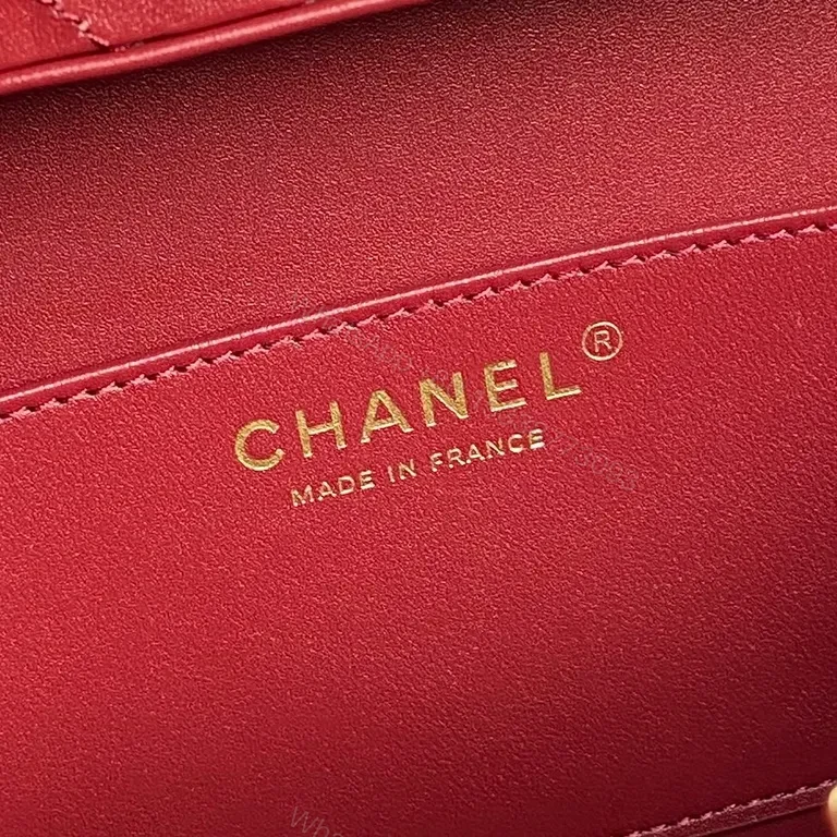 View 9 of Red Quilted Mini Satchel with Gold Chain - Chic Couture Bag