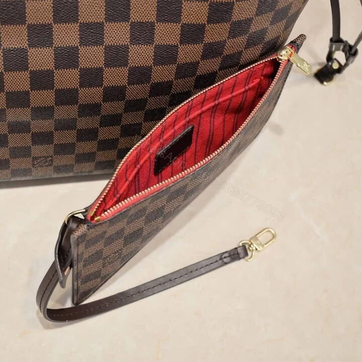 View 7 of Louis Vuitton Neverfull MM Damier Ebene Cerise Red And Brown 32Cm N40599