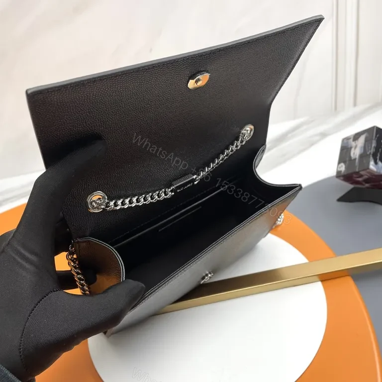 View 7 of Sleek Black Leather Crossbody - YSL-Inspired, All-Day Confidence