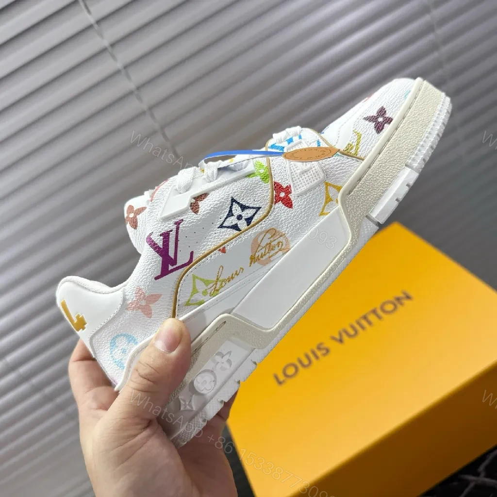 Multicolor Monogram Luxe Sneakers with Gold Accent — view 1