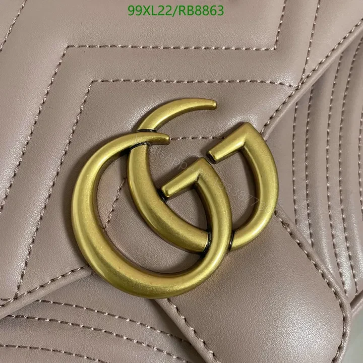View 5 of Small Gucci GG Marmont Chain Bag in White Chevron Leather 987654
