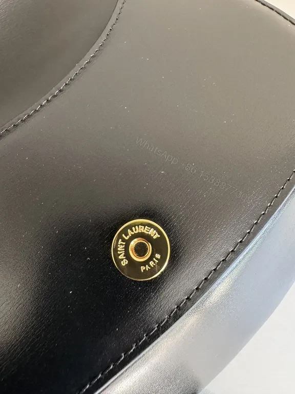 View 2 of Saint Laurent Black Leather Shoulder Bag with Gold Hardware