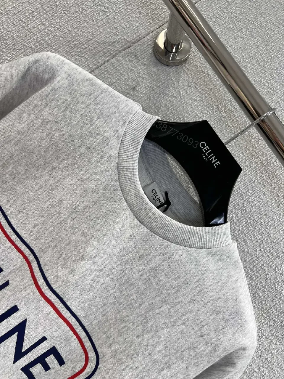 View 6 of Grey Fleece Crewneck Sweatshirt with Logo – Modern Parisian Luxury