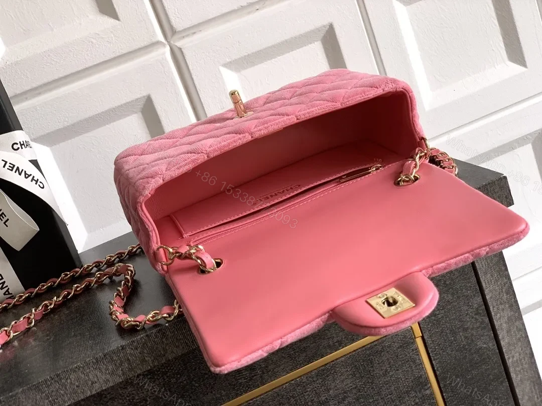 View 3 of Pink Quilted Mini Bag - Gold Hardware Chic Crossbody