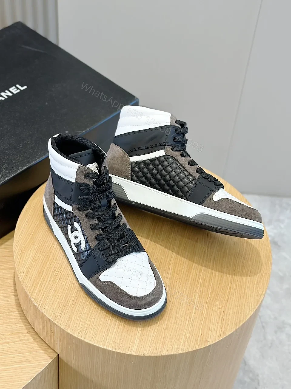 View 2 of Textured Luxe High-Top Sneaker: Bold Logo, Cushioned Comfort