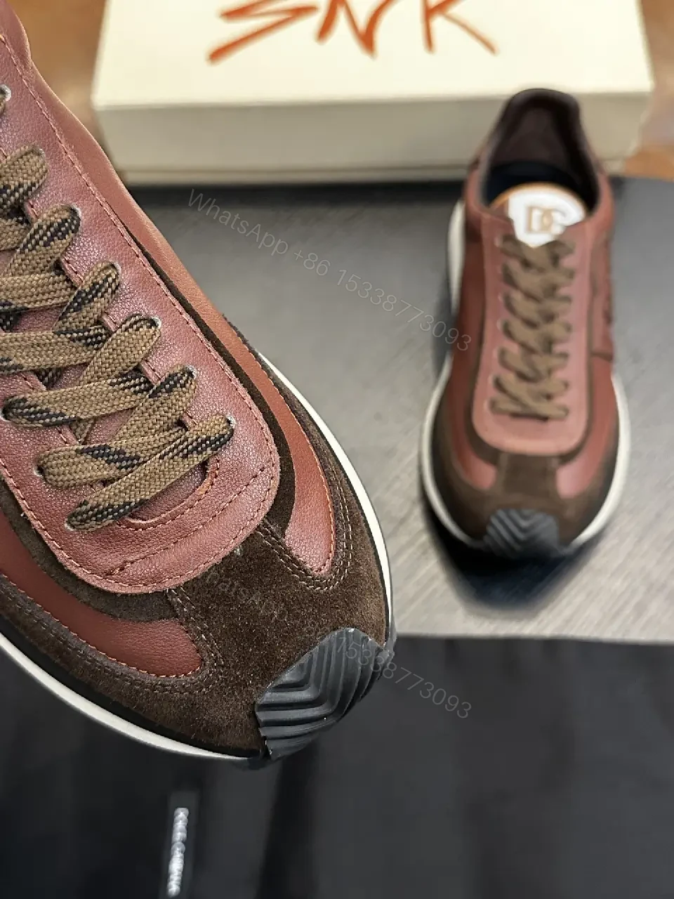 View 6 of Chestnut Patchwork Runner: Leather & Suede, Luxury Sneaker