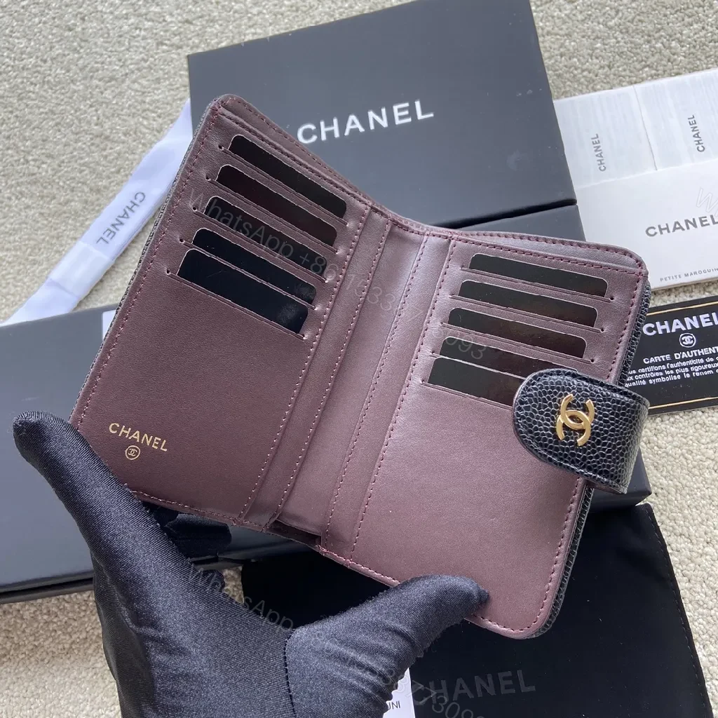 View 2 of Chic Quilted Black Wallet with Gold Clasp