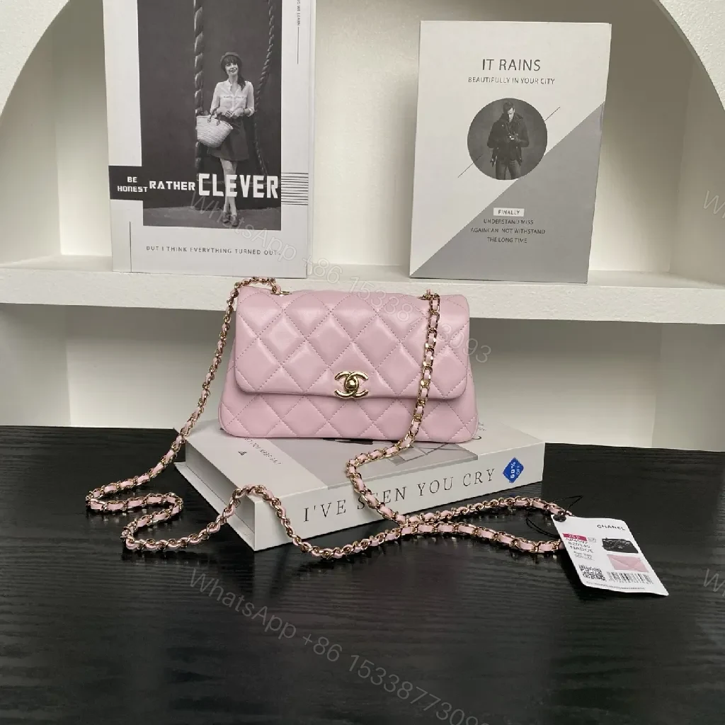 Pastel Quilted Bag with Gold Chain Strap - Luxe Everyday Carry — view 1